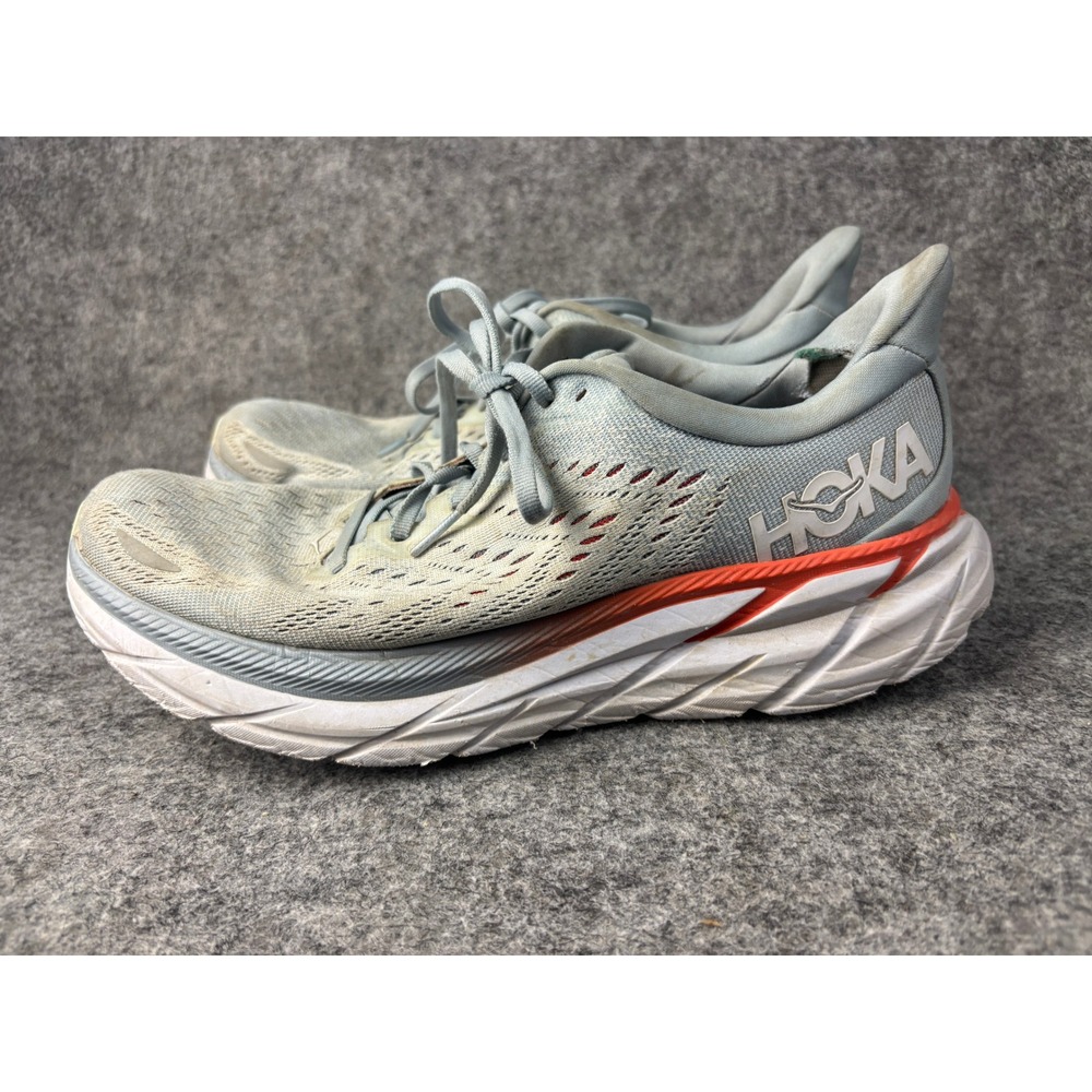 Hoka Clifton 8 Running Shoes Mens 10.5 Blue Orange Athletic Sneakers 1119393